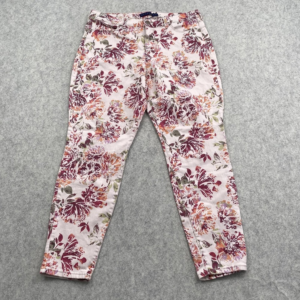Bandolino Lisbeth Ankle Jeans Womens 12 (32x26) Floral Print Stretch Denim